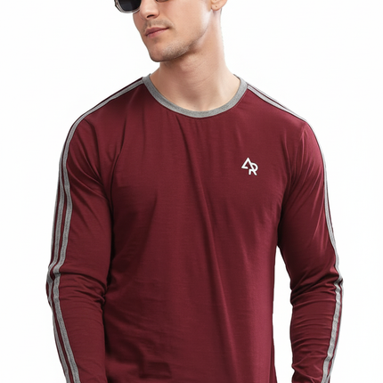 Men's  Round-Neck T-Shirts Dark Maroon (3XL)