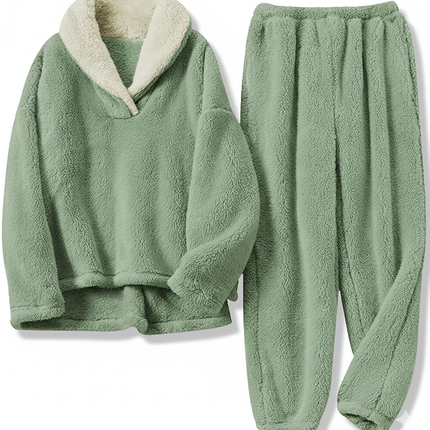 Two-Piece Relaxed Fit Co-Ord Set for Women-Green (Size-S) | D15