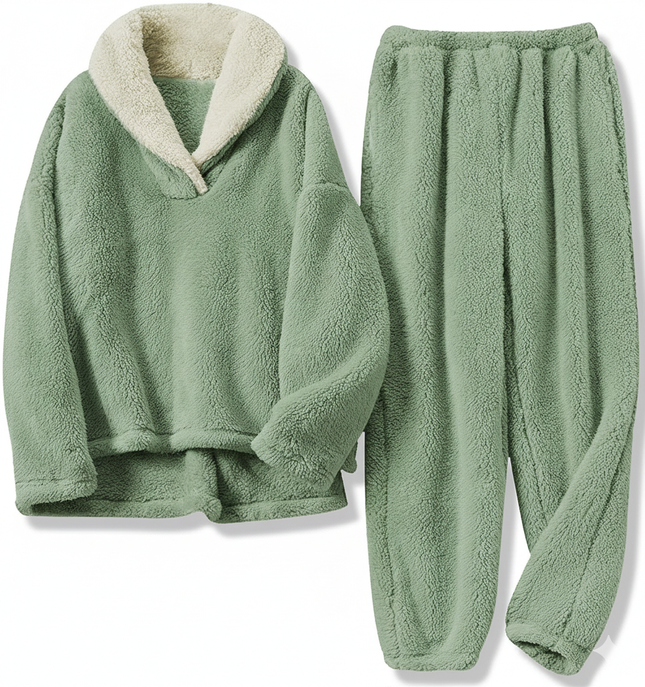 Two-Piece Relaxed Fit Co-Ord Set for Women-Green (Size-S) | D15