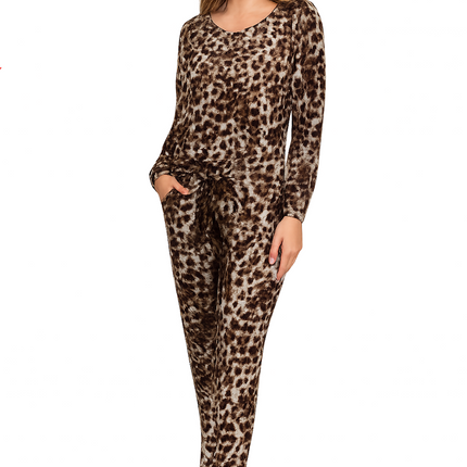 Two-Piece Relaxed Fit Co-Ord Set for Women-Brown (Size-3XL) | D61