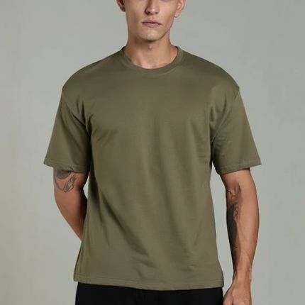 Men's  Round-Neck T-Shirts Crocodile Green (L)
