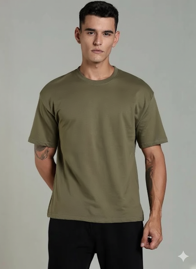 Men's  Round-Neck T-Shirts Crocodile Green (L)