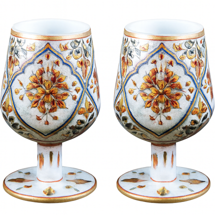 Hand-Painted Floral Goblets – Set of 2