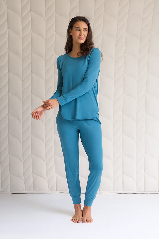Two-Piece Relaxed Fit Co-Ord Set for Women-Blue (Size-2XL) | D63