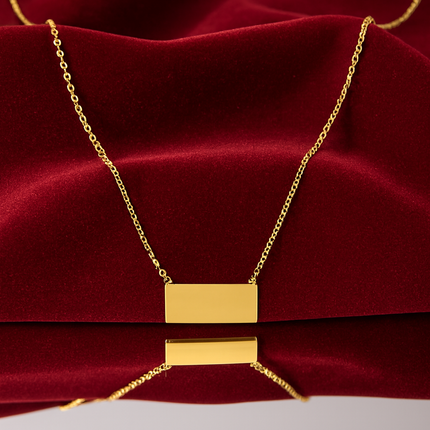 Elegant Gold Rectangular Pendant Necklace-D 2