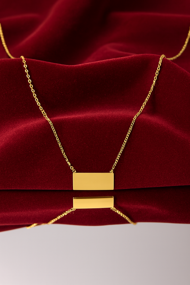Elegant Gold Rectangular Pendant Necklace-D 2