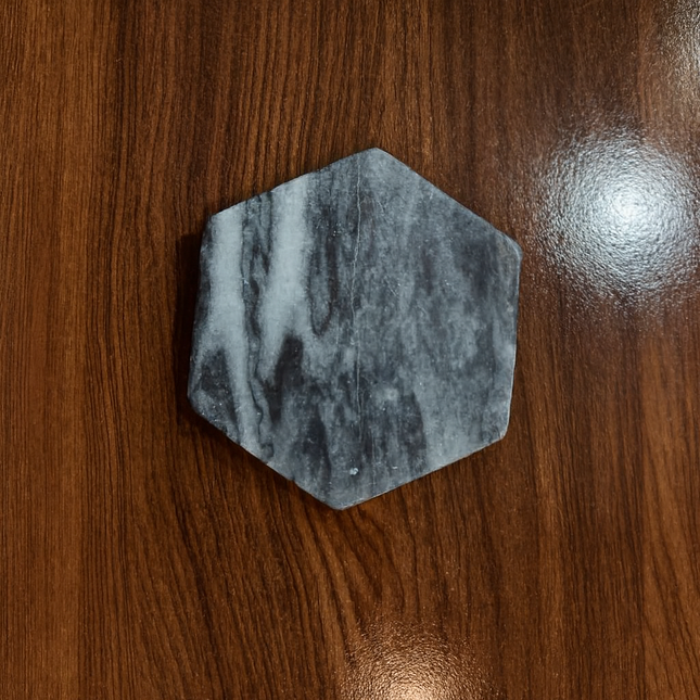 Hexagon Marble Tile – Black & White, 1 Pc