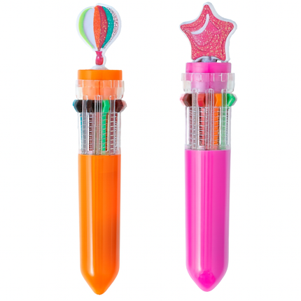 Multicolor Ink Pen with Cute Topper – Hot Air Balloon & Star Design