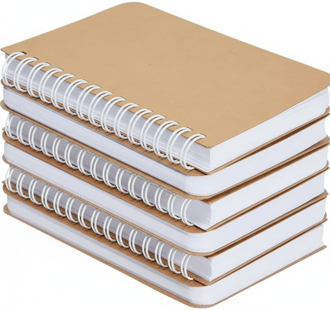 Kraft Spiral Notebook Set – Pack of 5, A5 Size