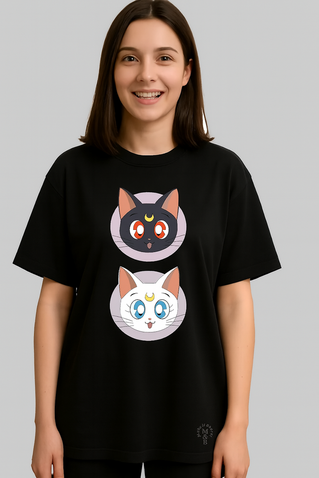 Women Graphic Print Round Neck Organic Cotton T-Shirt-Black (Size-M) |