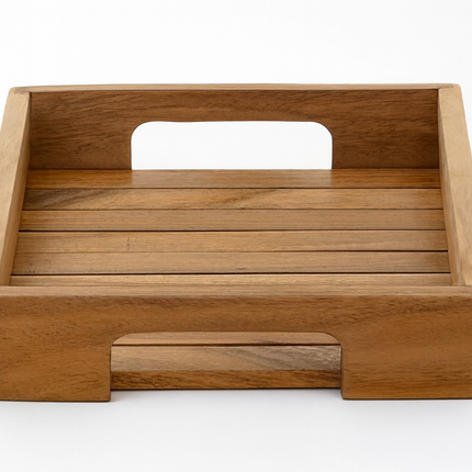 Rustic Wooden Serving Tray with Handles