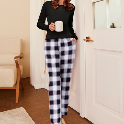 Two-Piece Relaxed Fit Co-Ord Set for Women-Black (Size-M) | D43