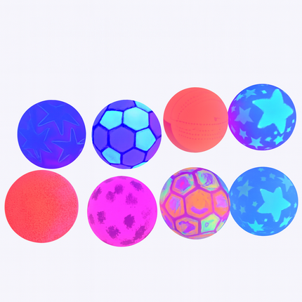 Neon Glow Rubber Balls – Pack of 8