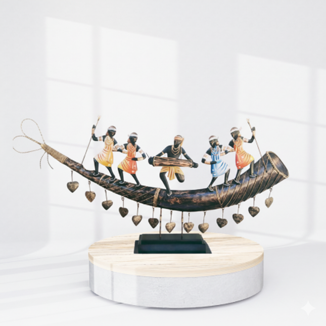Tribal Music Boat Sculpture – 5 Figurines