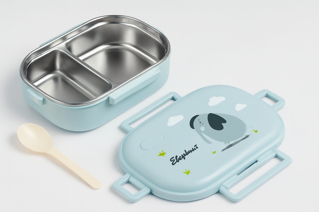 Kids Elephant Lunch Box – 2 Compartment Stainless Steel Bento