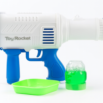 Toy Rocket Bubble Gun – White & Blue