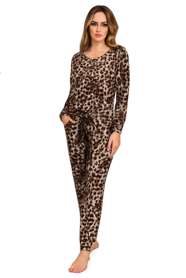 Two-Piece Relaxed Fit Co-Ord Set for Women-Brown (Size-4XL) | D61