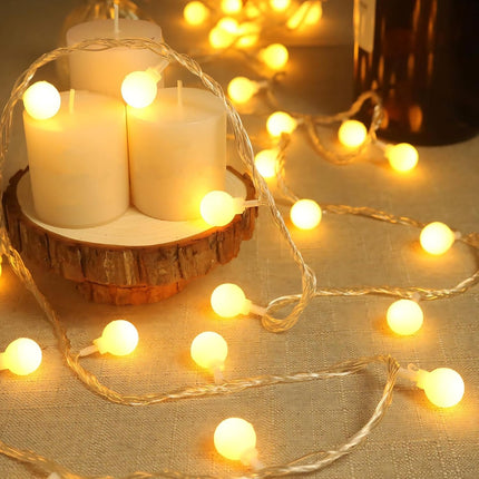 16 LED Snowball String Lights Warm White