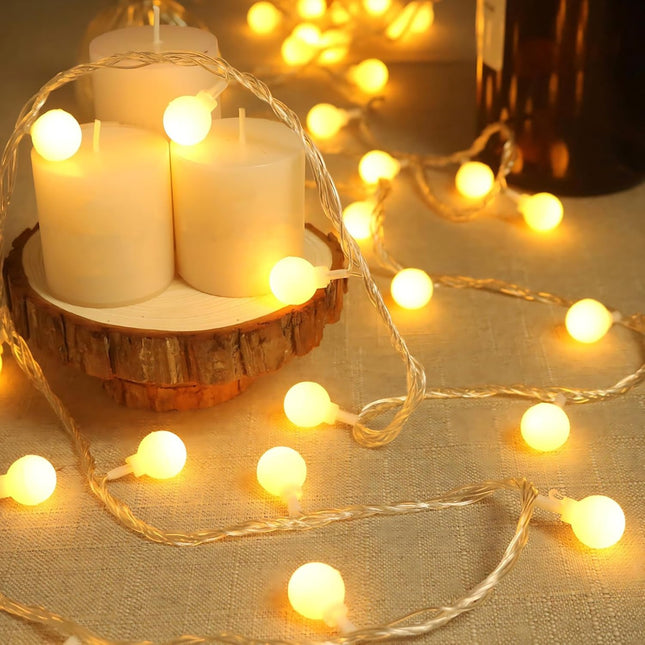 16 LED Snowball String Lights Warm White