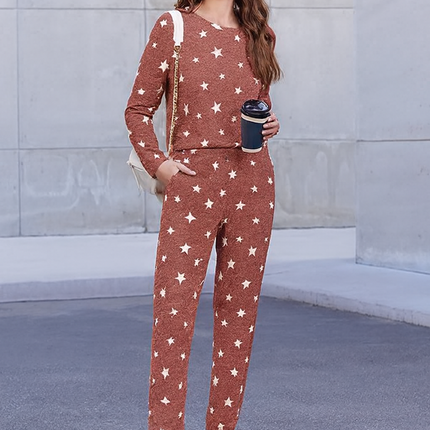 Two-Piece Relaxed Fit Co-Ord Set for Women-Brown (Size-2XL) | D59