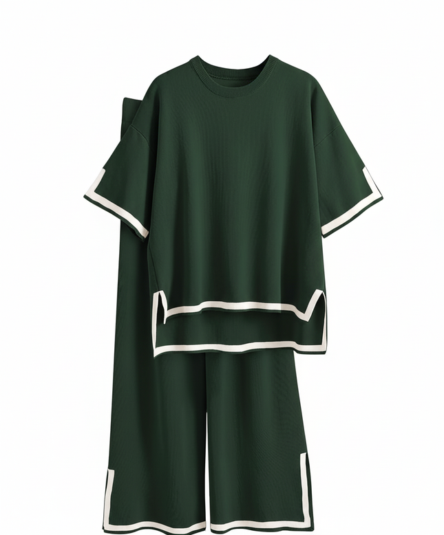 Two-Piece Relaxed Fit Co-Ord Set for Women-Black (Size-S) | D11