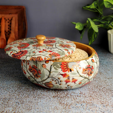 Premium Solid Wood Marigold Roti Casserole
