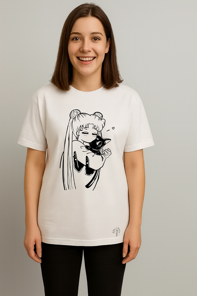 Women Graphic Print Round Neck Organic Cotton T-Shirt-White (Size-L) |