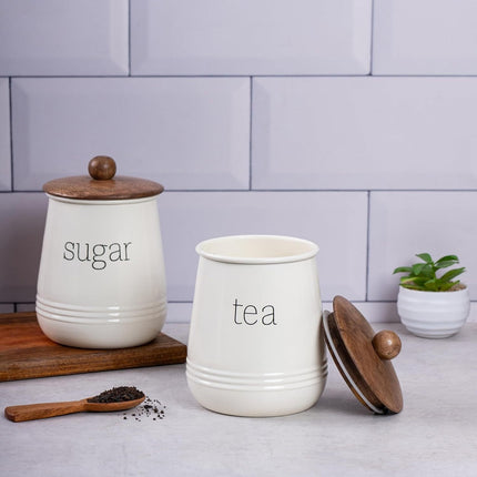 Stylish Tea & Sugar Jar Set of 2 – Cream
