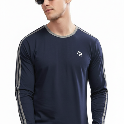 Men's  Round-Neck T-Shirts Navy Blue (3XL)
