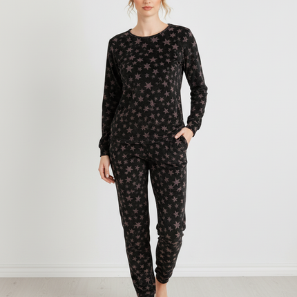 Two-Piece Relaxed Fit Co-Ord Set for Women-Black (Size-M) | D28