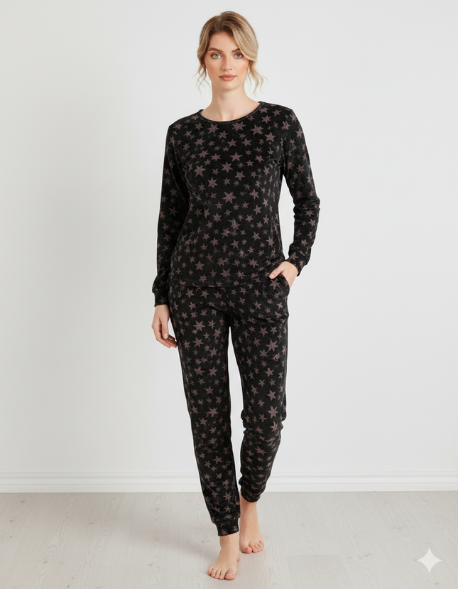 Two-Piece Relaxed Fit Co-Ord Set for Women-Black (Size-M) | D28