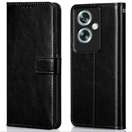A79 5G Black Leather Wallet Case