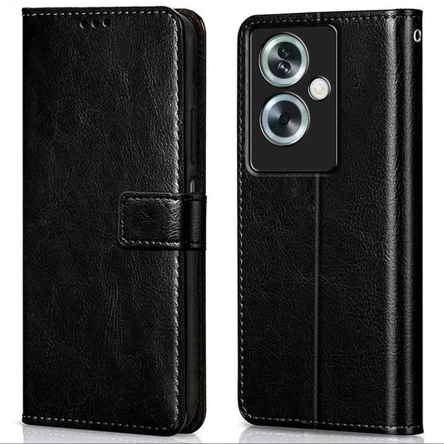 A79 5G Black Leather Wallet Case