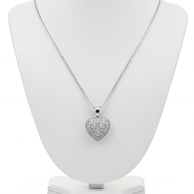 Silver Heart Pendant Necklace-D 20