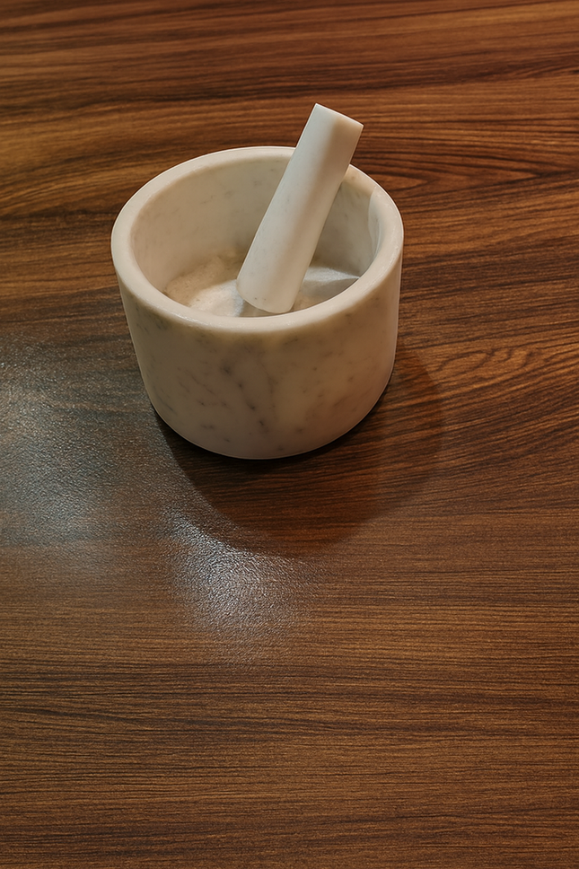 White Marble Mortar & Pestle – 4-Inch Spice Grinder