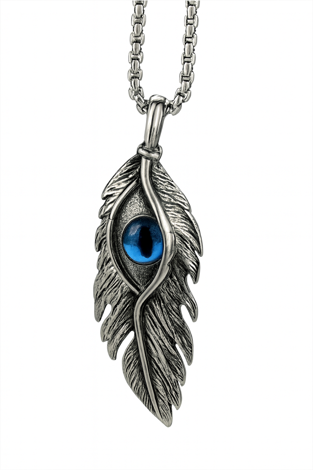 Mystic Blue Eye Pendant Necklace with Star & Symbol Motifs