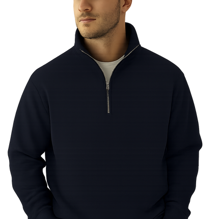 Men’s Sage Green Quarter-Zip Pullover Sweatshirt – Soft Fleece, High