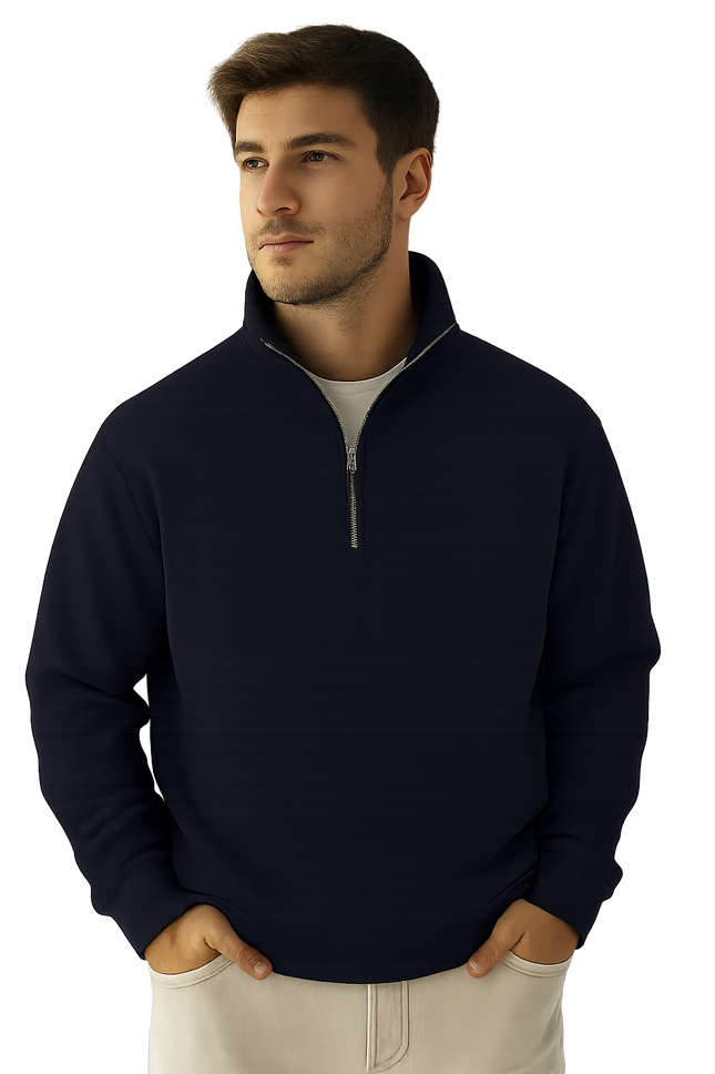 Men’s Sage Green Quarter-Zip Pullover Sweatshirt – Soft Fleece, High
