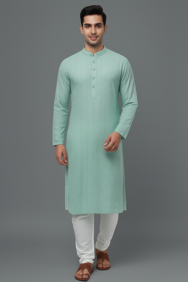 Men Festive Wear Kurta-Green (Size-L)