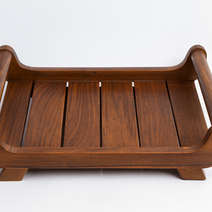 Wooden Serving Tray with Curved Sides – Polished Finish, Raised Legs