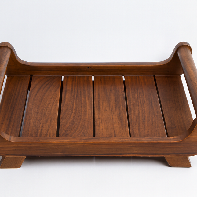Wooden Serving Tray with Curved Sides – Polished Finish, Raised Legs