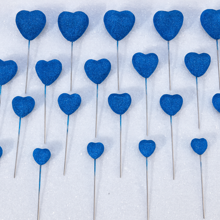 Blue Glitter Heart Toppers – 10PCS Gradient