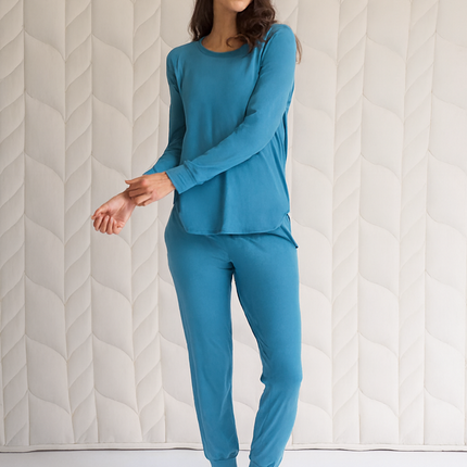 Two-Piece Relaxed Fit Co-Ord Set for Women-Blue (Size-S) | D63
