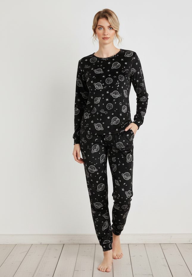 Two-Piece Relaxed Fit Co-Ord Set for Women-Black (Size-S) | D07