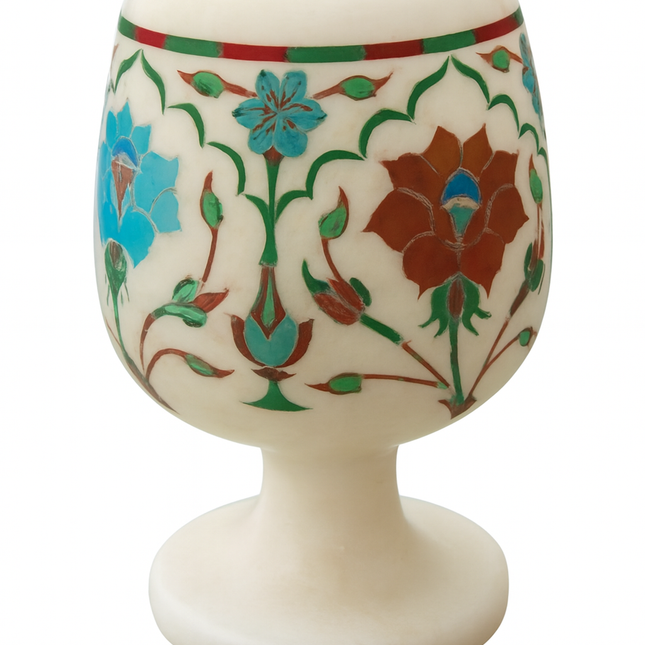 Marble Inlay Floral Goblet