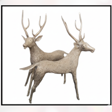 Metallic Deer Sculpture – Dual Stag Design