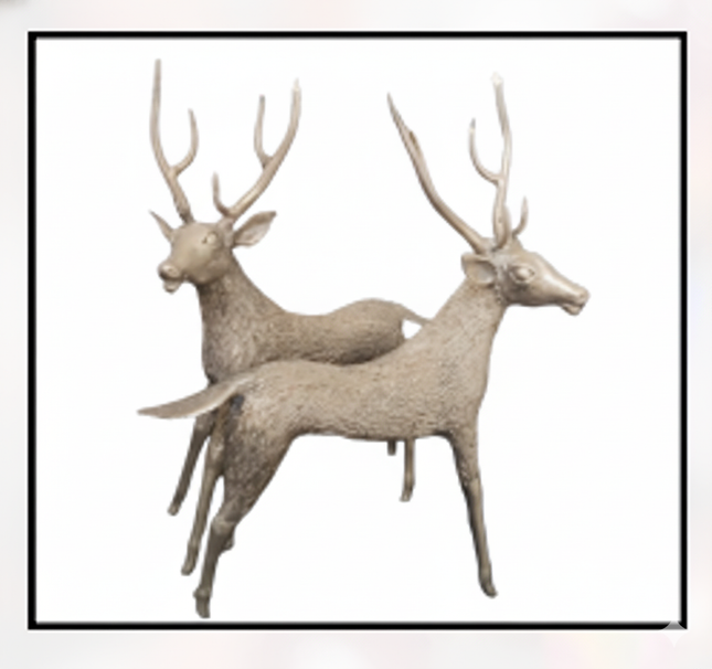 Metallic Deer Sculpture – Dual Stag Design
