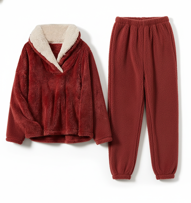 Two-Piece Relaxed Fit Co-Ord Set for Women-Maroon (Size-M) | D17