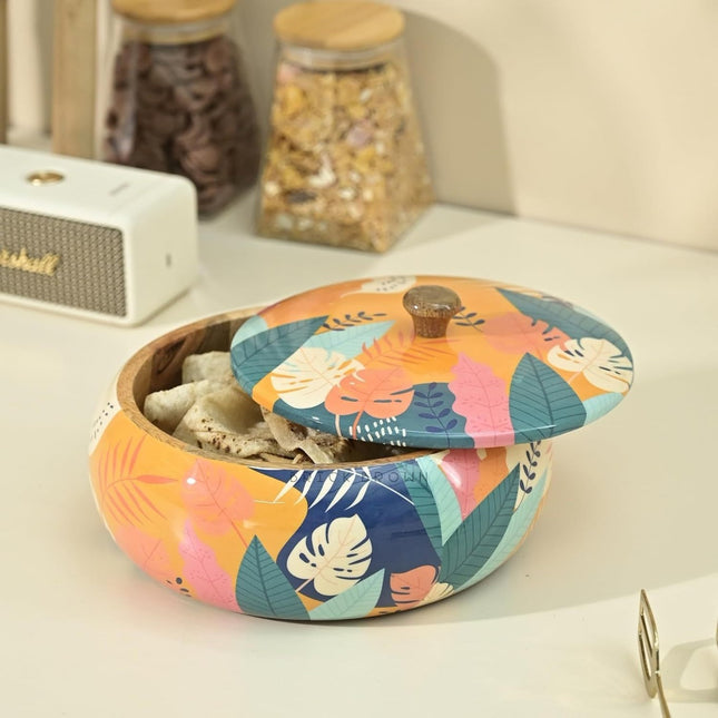 Solid Wood Tropical Roti Casserole, Orange