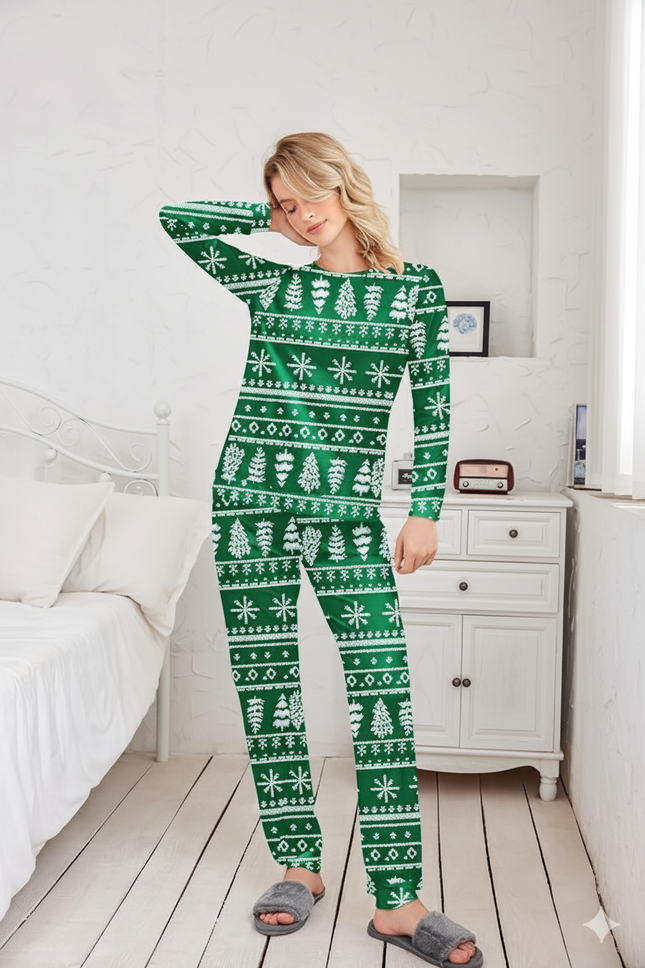 Two-Piece Relaxed Fit Co-Ord Set for Women-Green (Size-XS) | D32